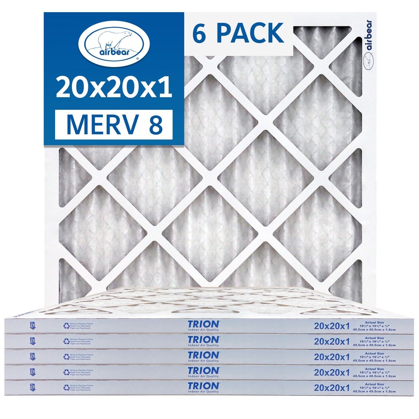 Air Bear 20x20x1 Pleated Air Filter