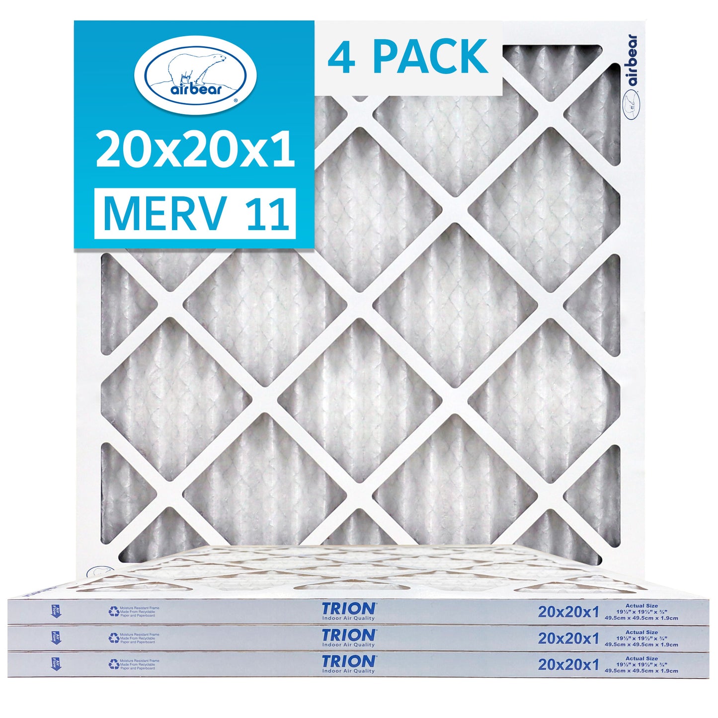 Air Bear 20x20x1 Pleated Air Filter