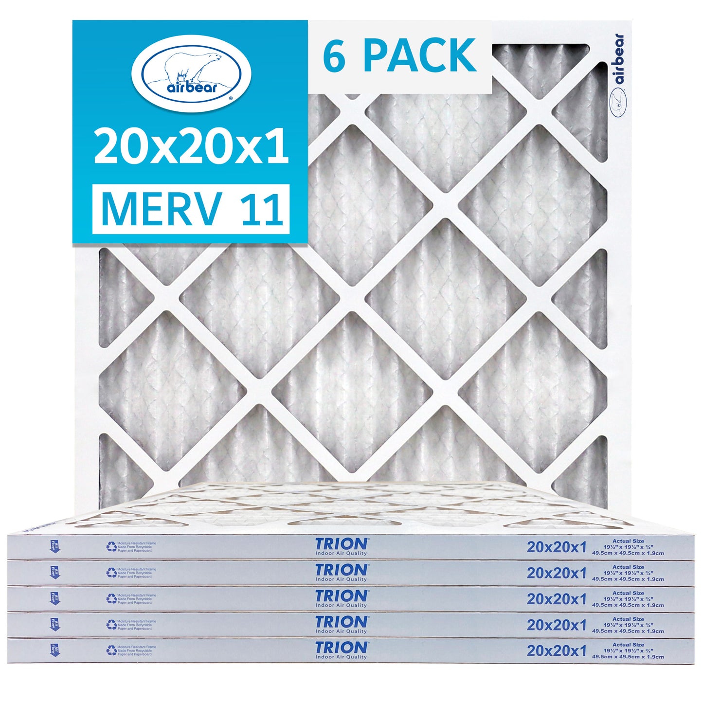 Air Bear 20x20x1 Pleated Air Filter