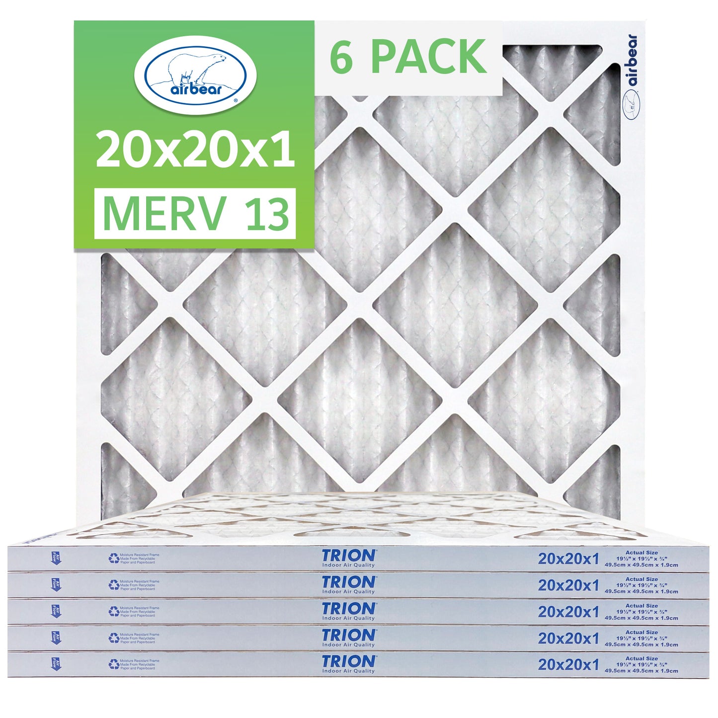 Air Bear 20x20x1 Pleated Air Filter