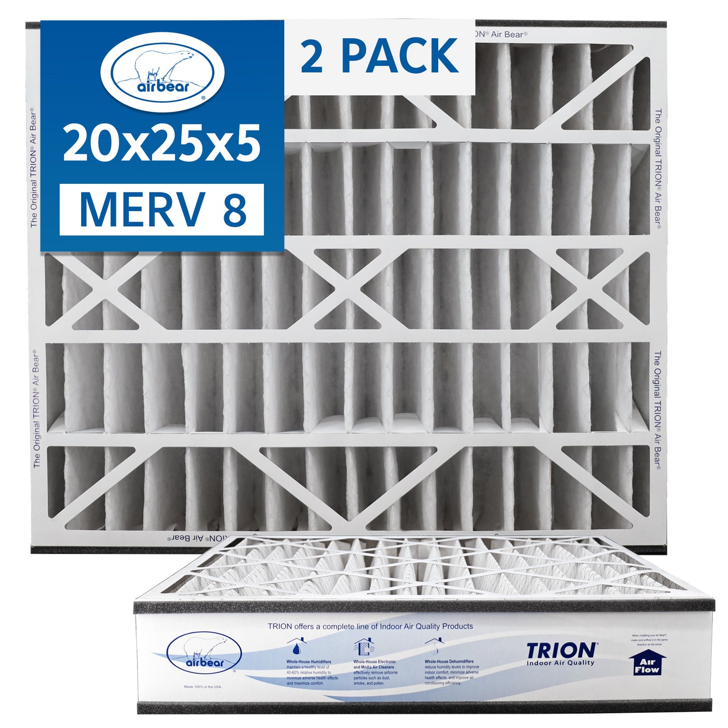 20x25x5 Air Filter TRION Air Bear 2 pack