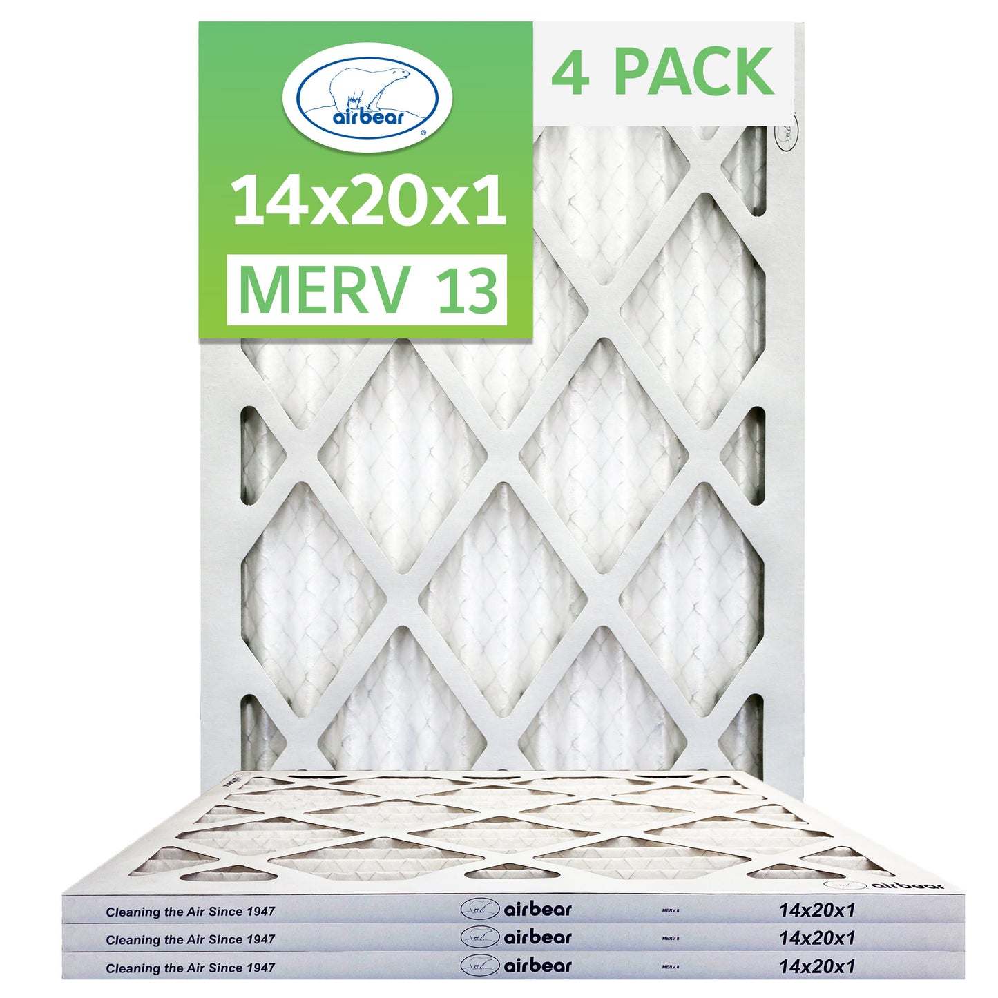 14x20x1 Air Filters Air Bear 4 pack MERV 13