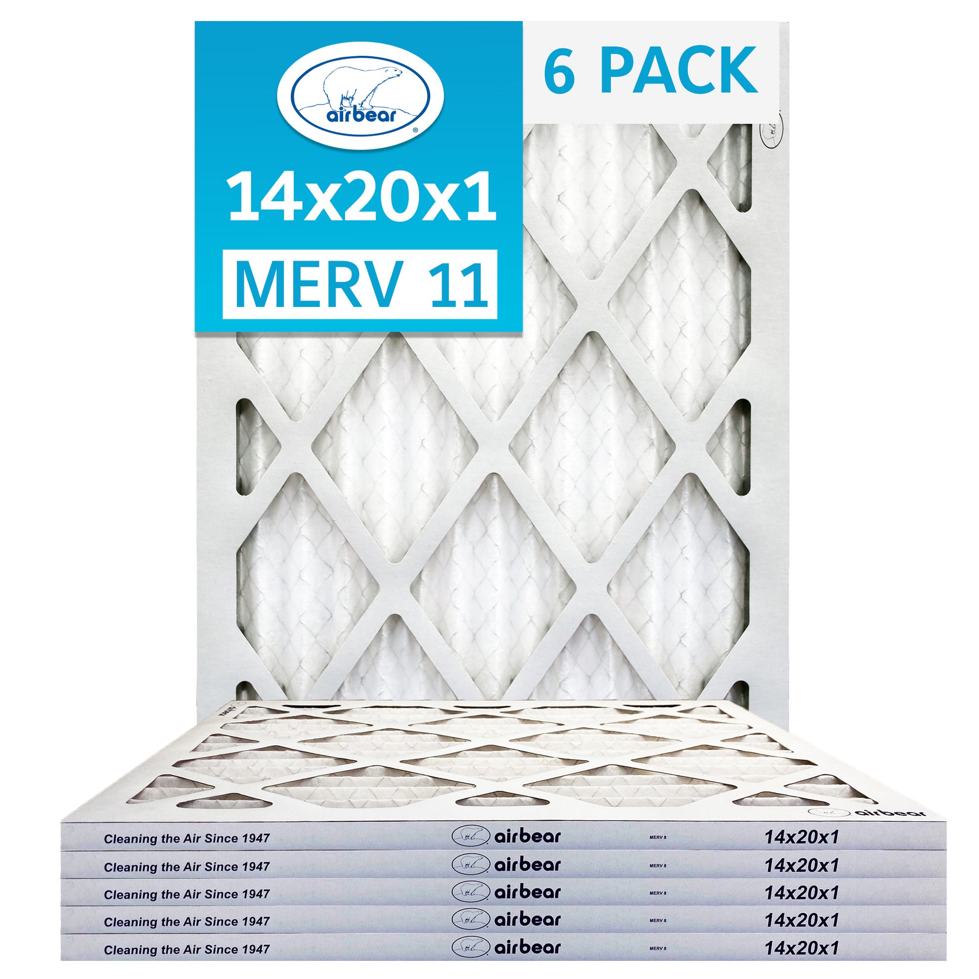 14x20x1 Air Filters Air Bear 6 pack MERV 11