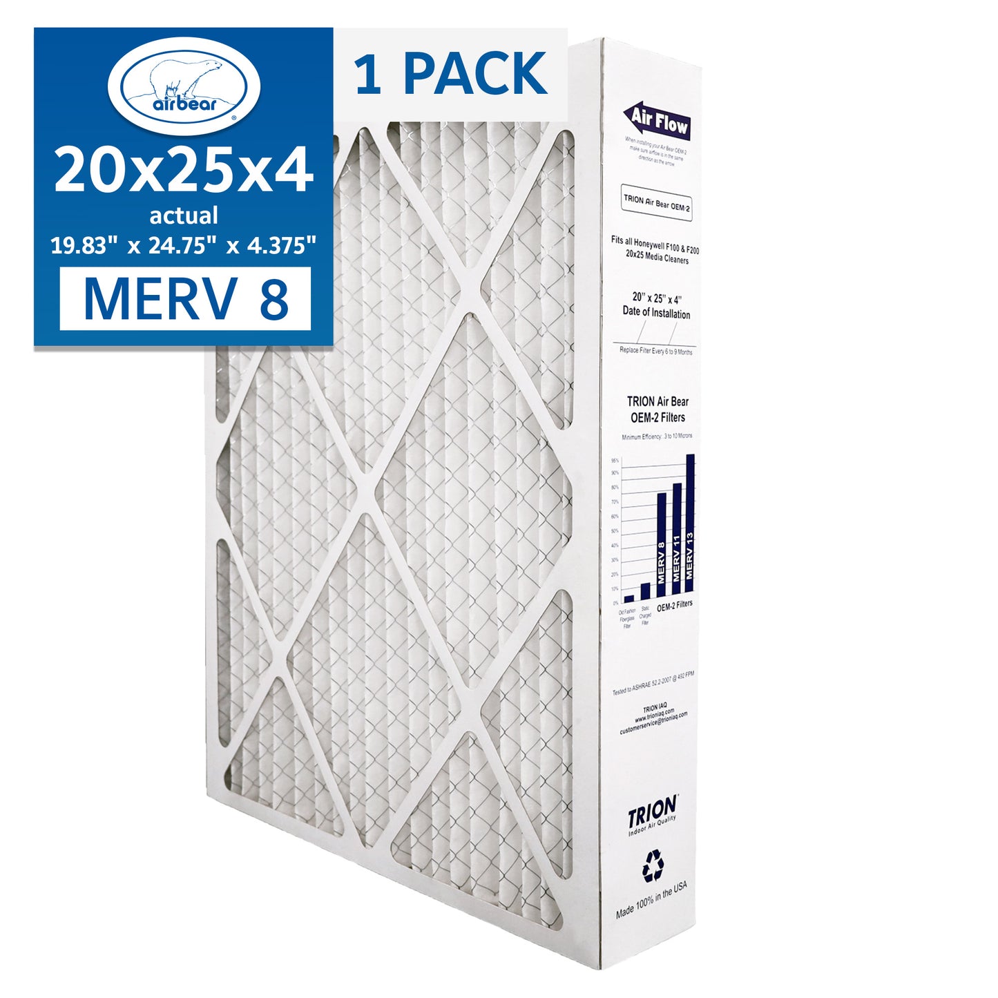 Air Bear OEM-2 20x25x4 Pleated Air Filter