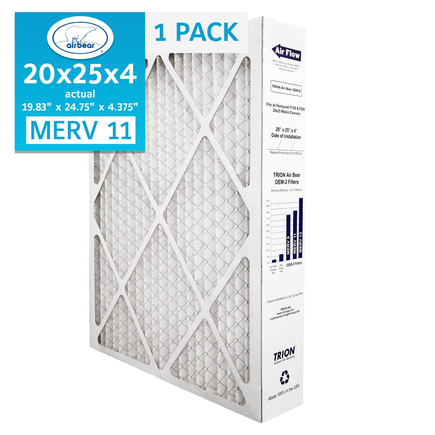 Air Bear OEM-2 20x25x4 Pleated Air Filter