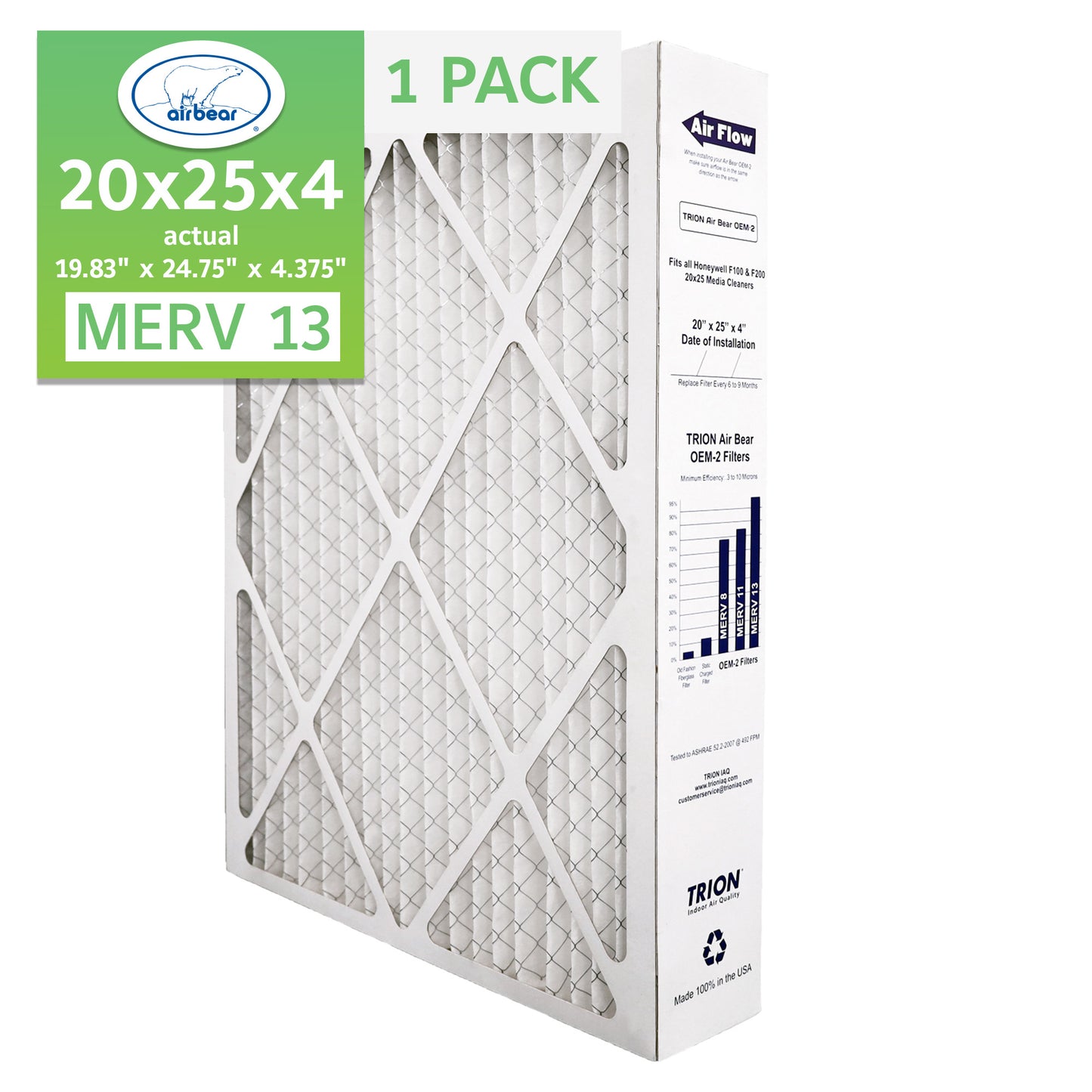 Air Bear OEM-2 20x25x4 Pleated Air Filter