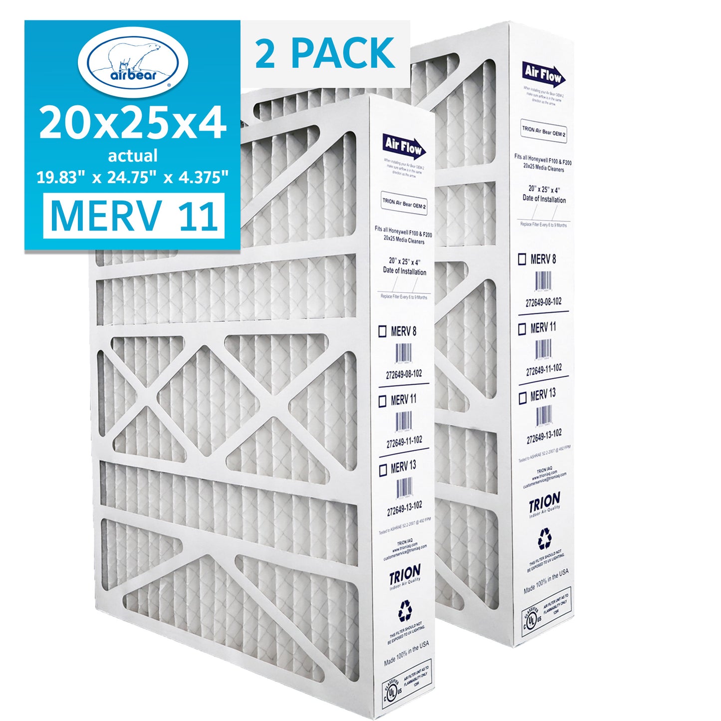 Air Bear OEM-2 20x25x4 Pleated Air Filter
