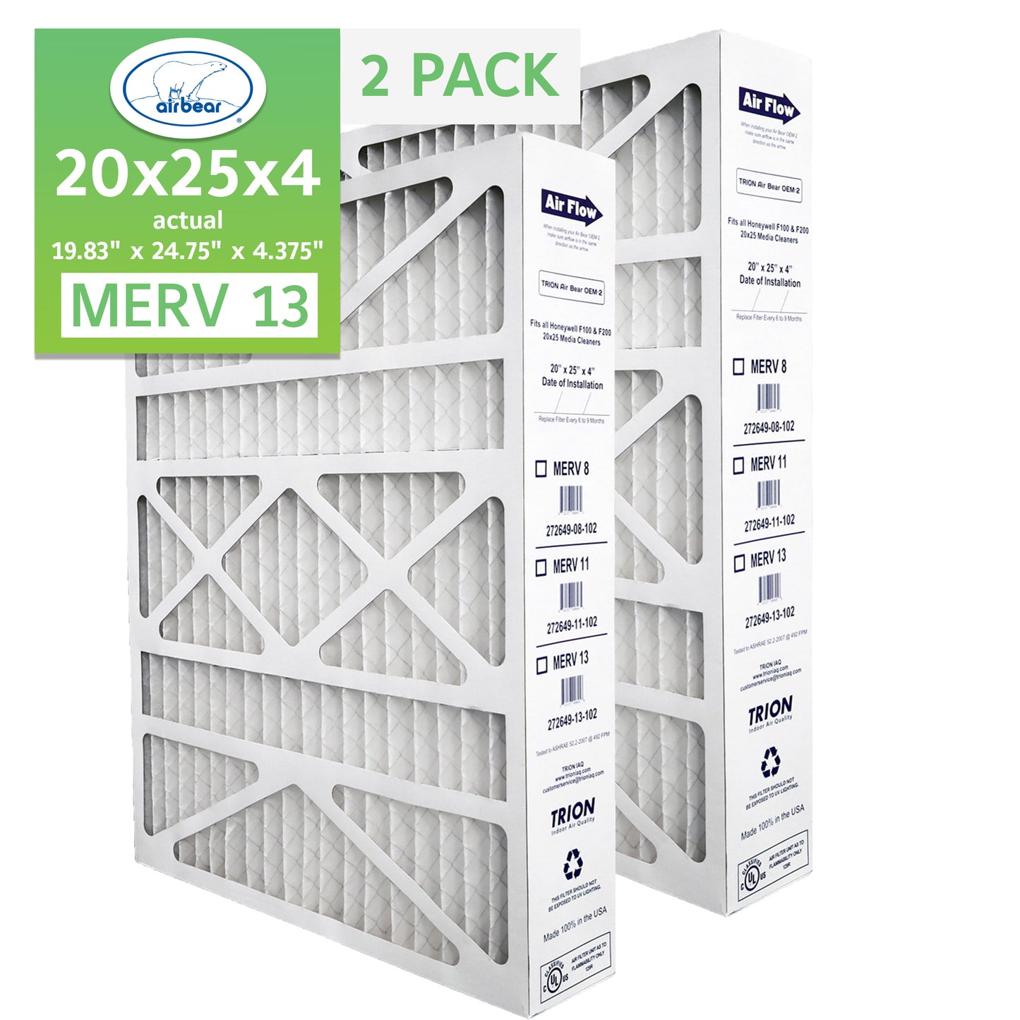 Air Bear OEM-2 20x25x4 Pleated Air Filter