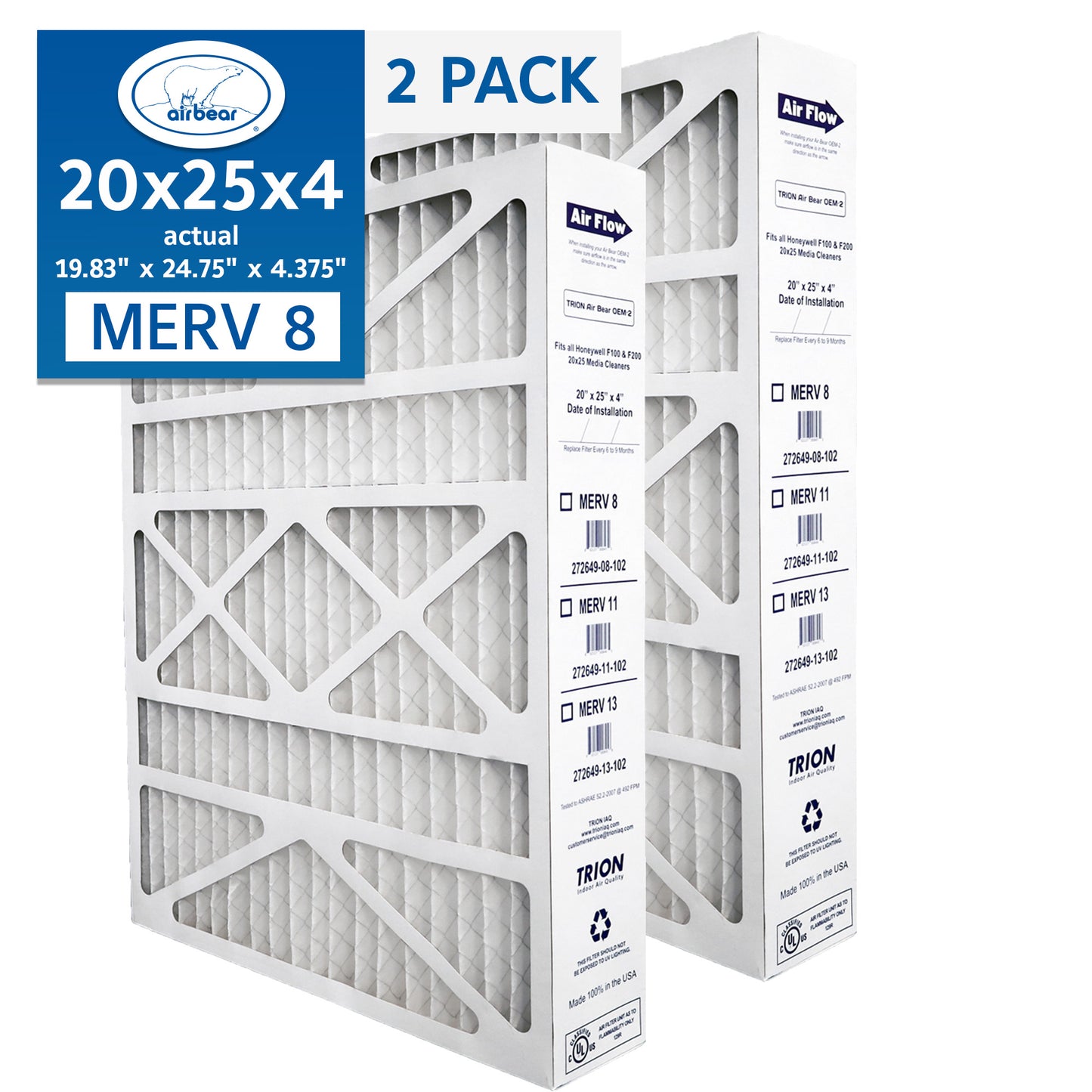 Air Bear OEM-2 20x25x4 Pleated Air Filter