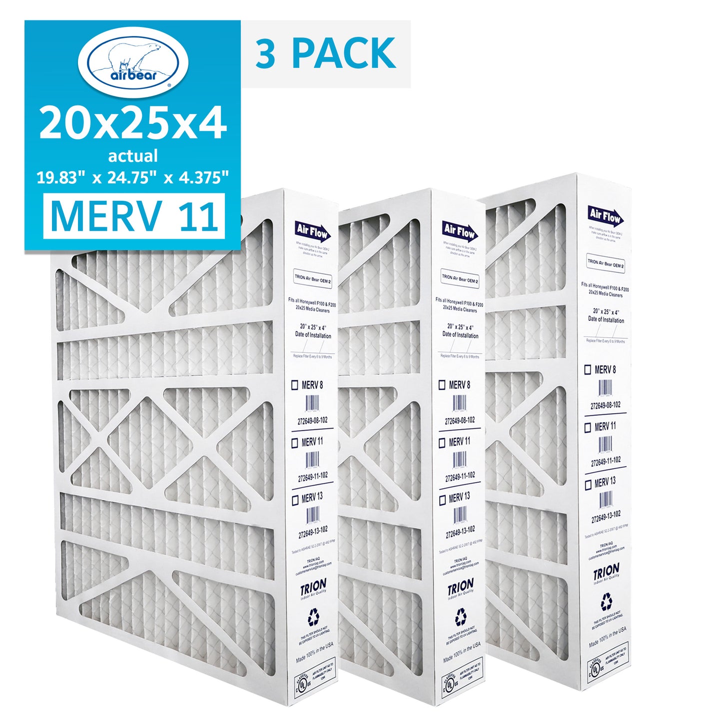 Air Bear OEM-2 20x25x4 Pleated Air Filter