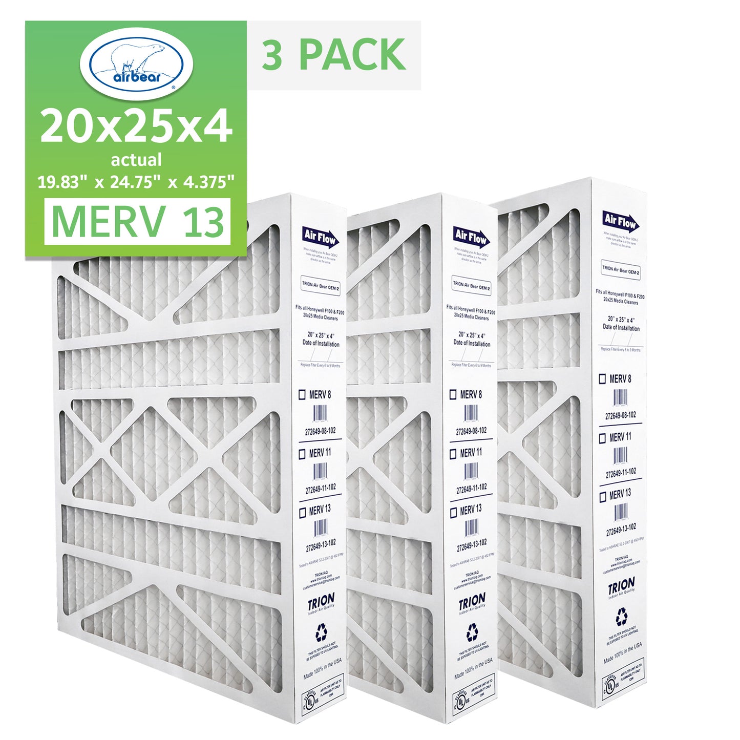 Air Bear OEM-2 20x25x4 Pleated Air Filter
