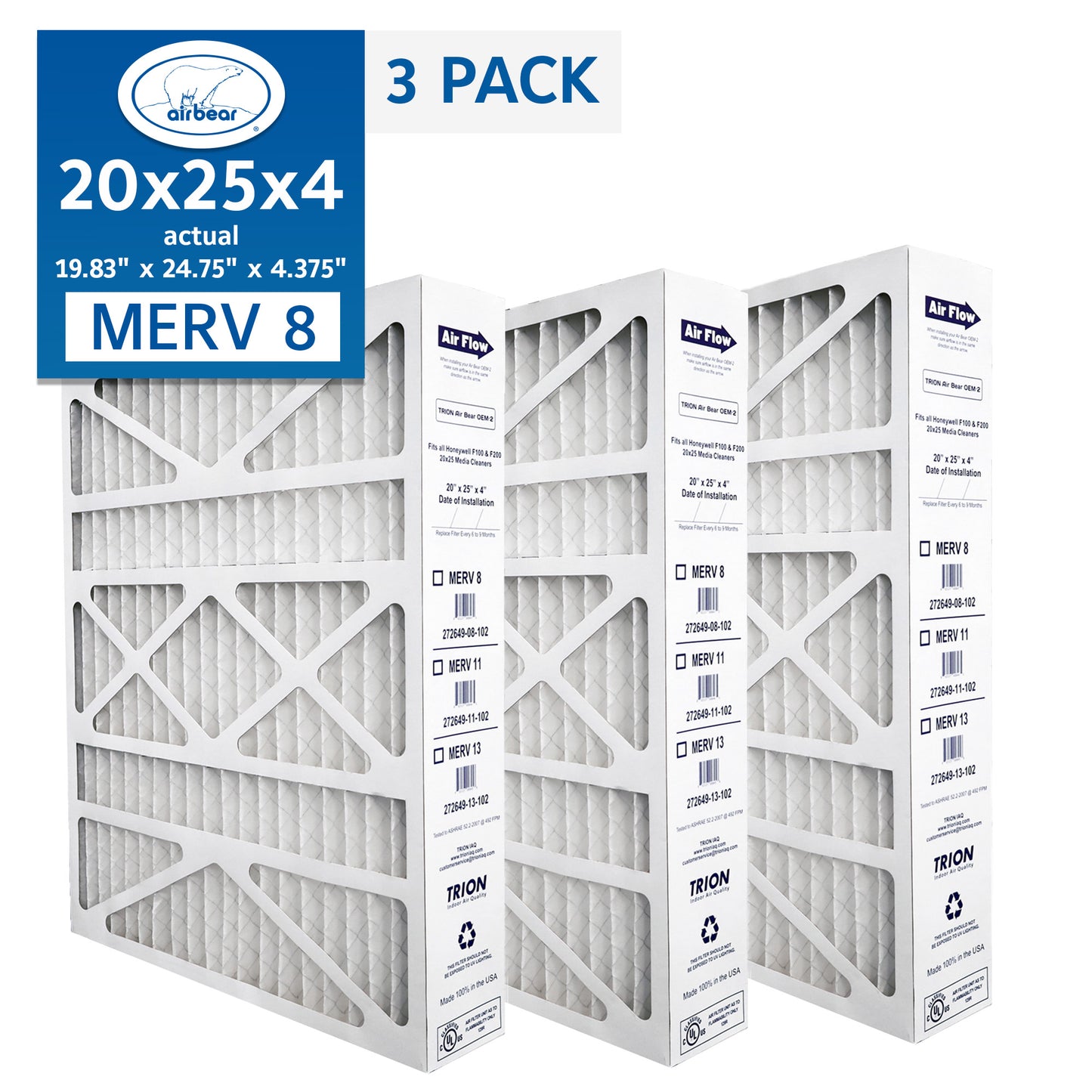 Air Bear OEM-2 20x25x4 Pleated Air Filter