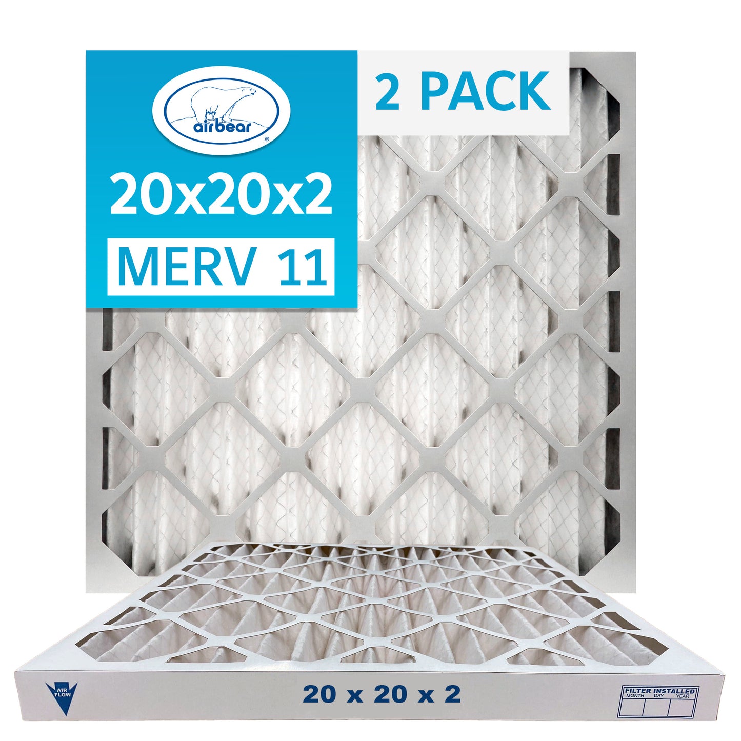 Air Bear 20x20x2 Pleated Air Filter 2-Pack