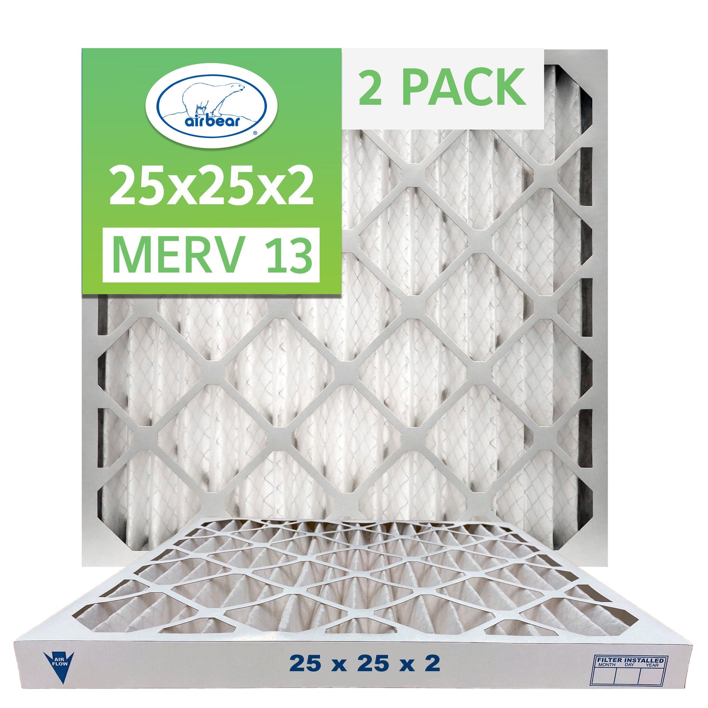Air Bear 25x25x2 Pleated Air Filter 2-Pack