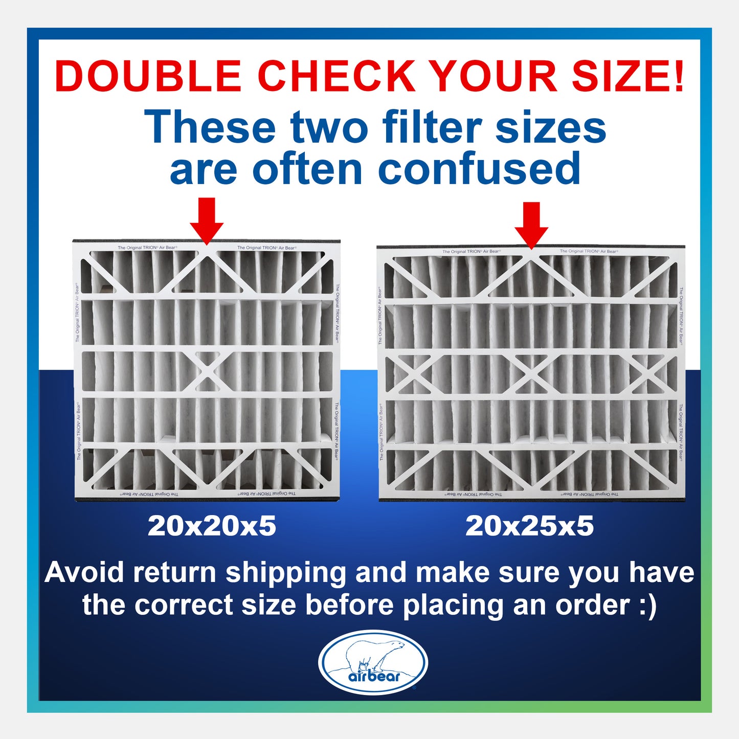 Air Bear 20x20x5 Pleated Air Filter