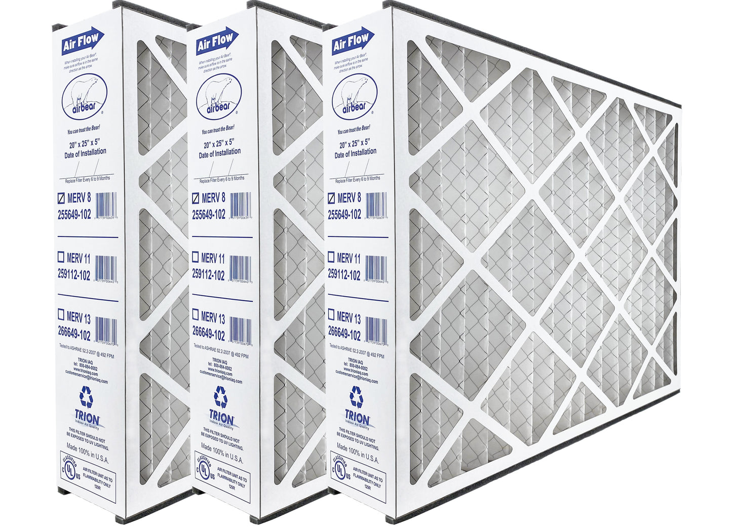 20x25x5 Air Filters TRION Air Bear