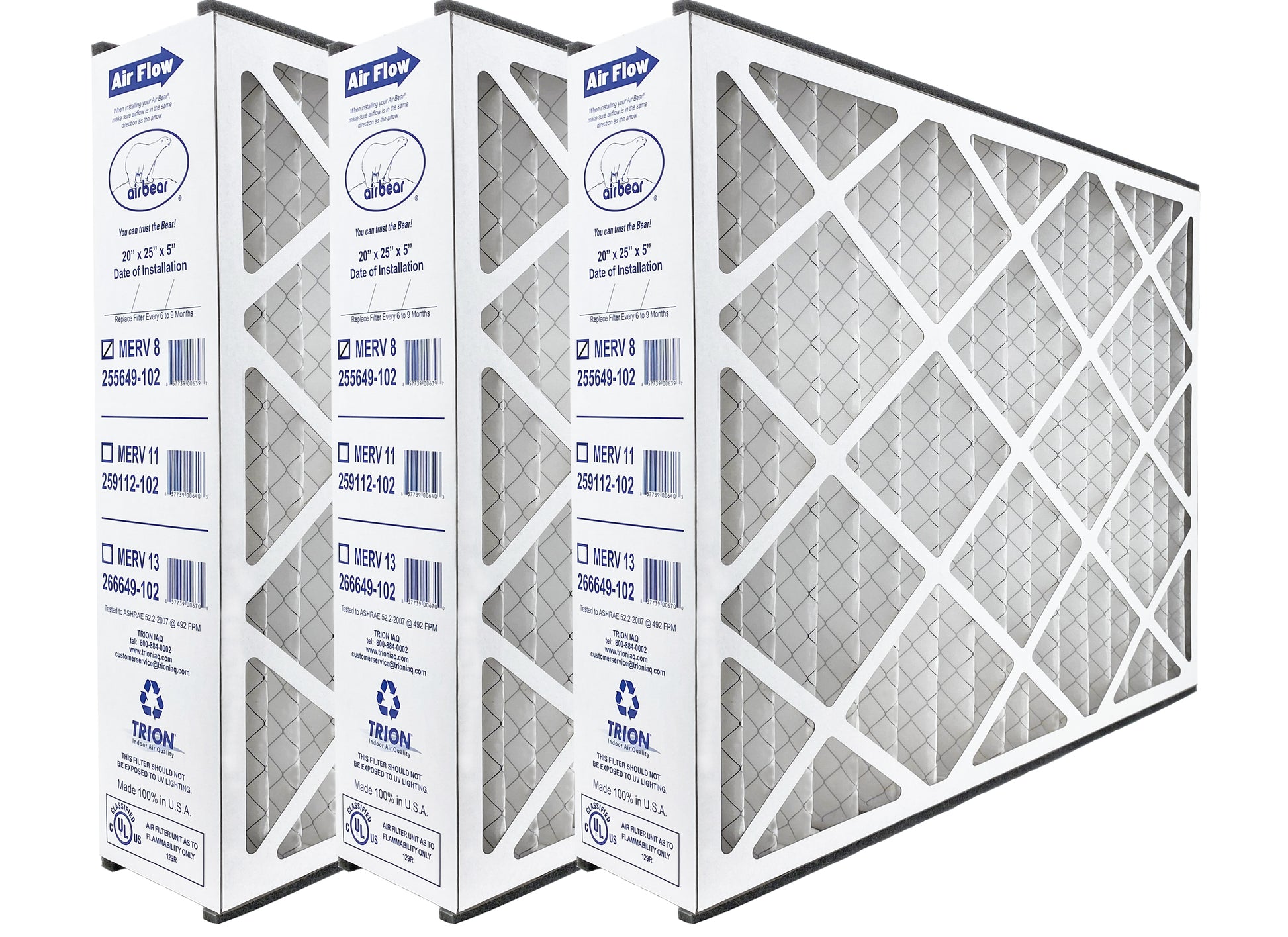 20x25x5 Air Filters TRION Air Bear