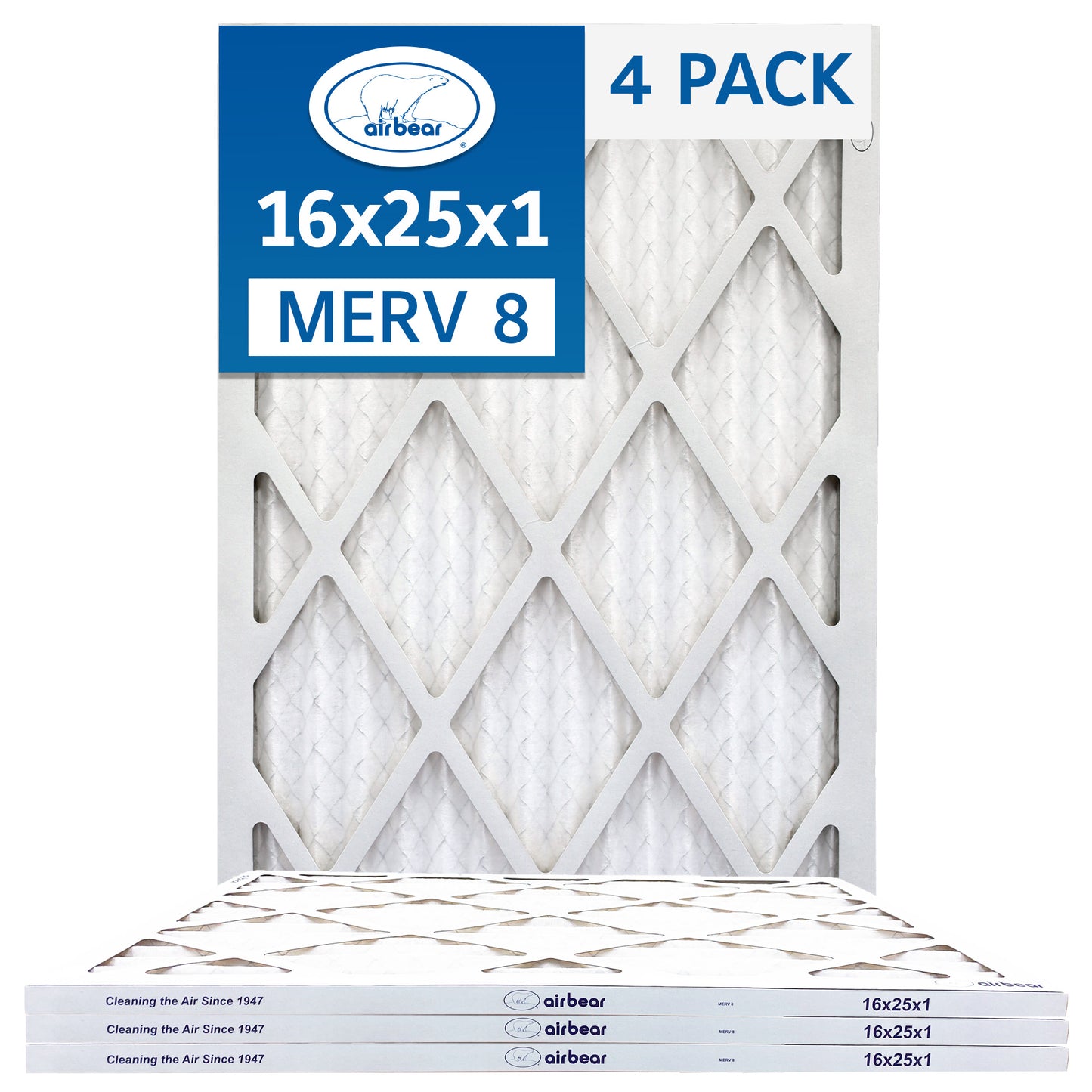 16x25x1 air filter merv 8 4 pack