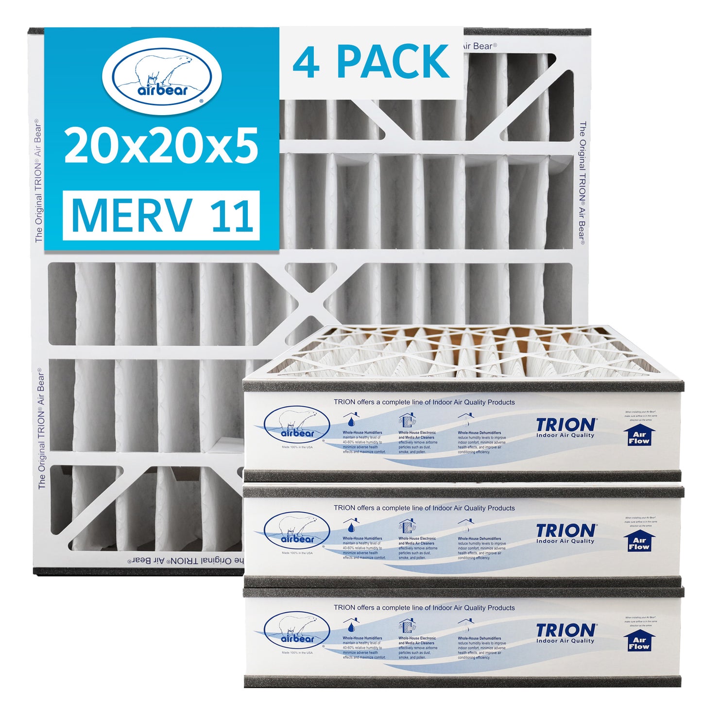 20x20x5 Air Bear Filter MERV 11 4 pack