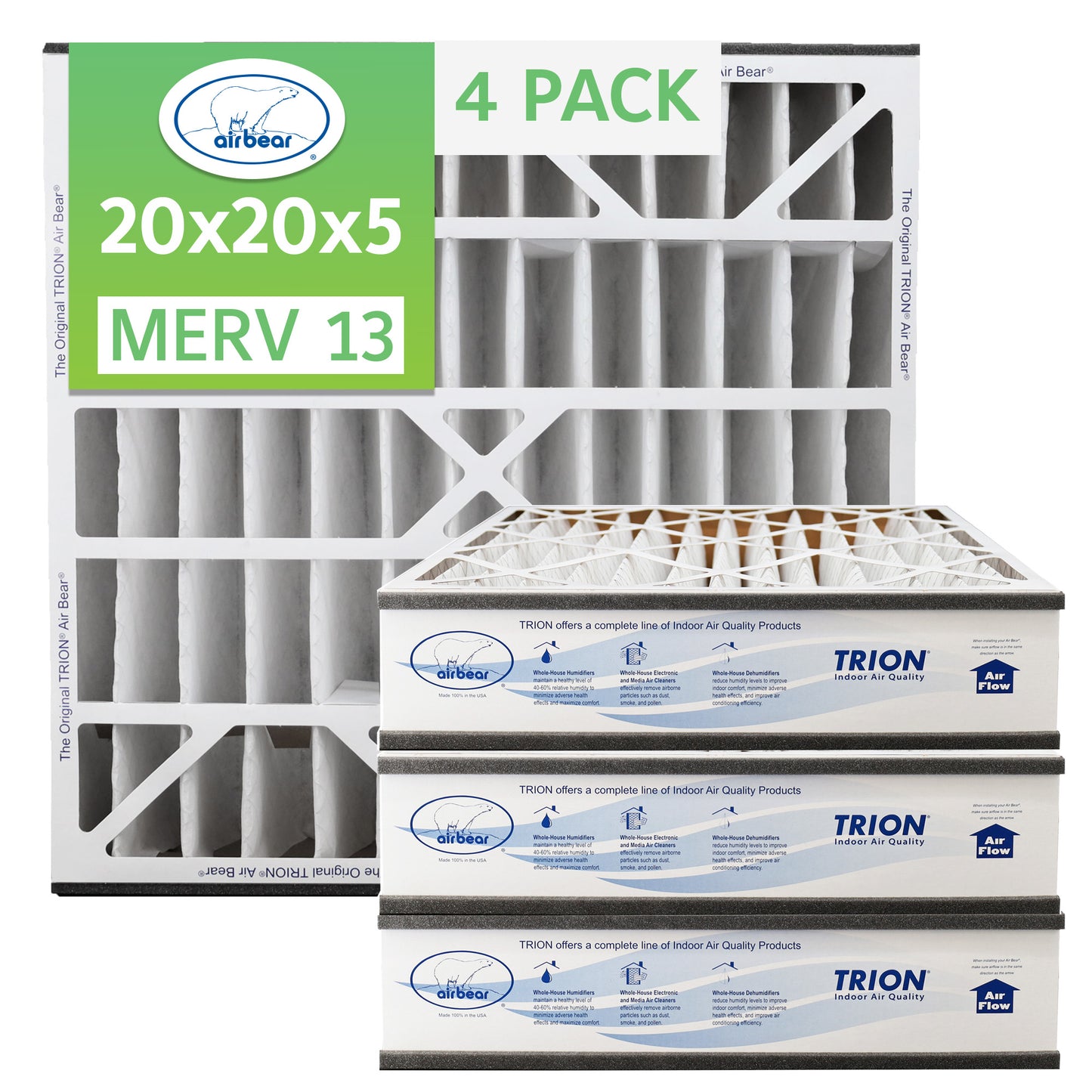 20x20x5 Air Bear Filter MERV 13 4 pack