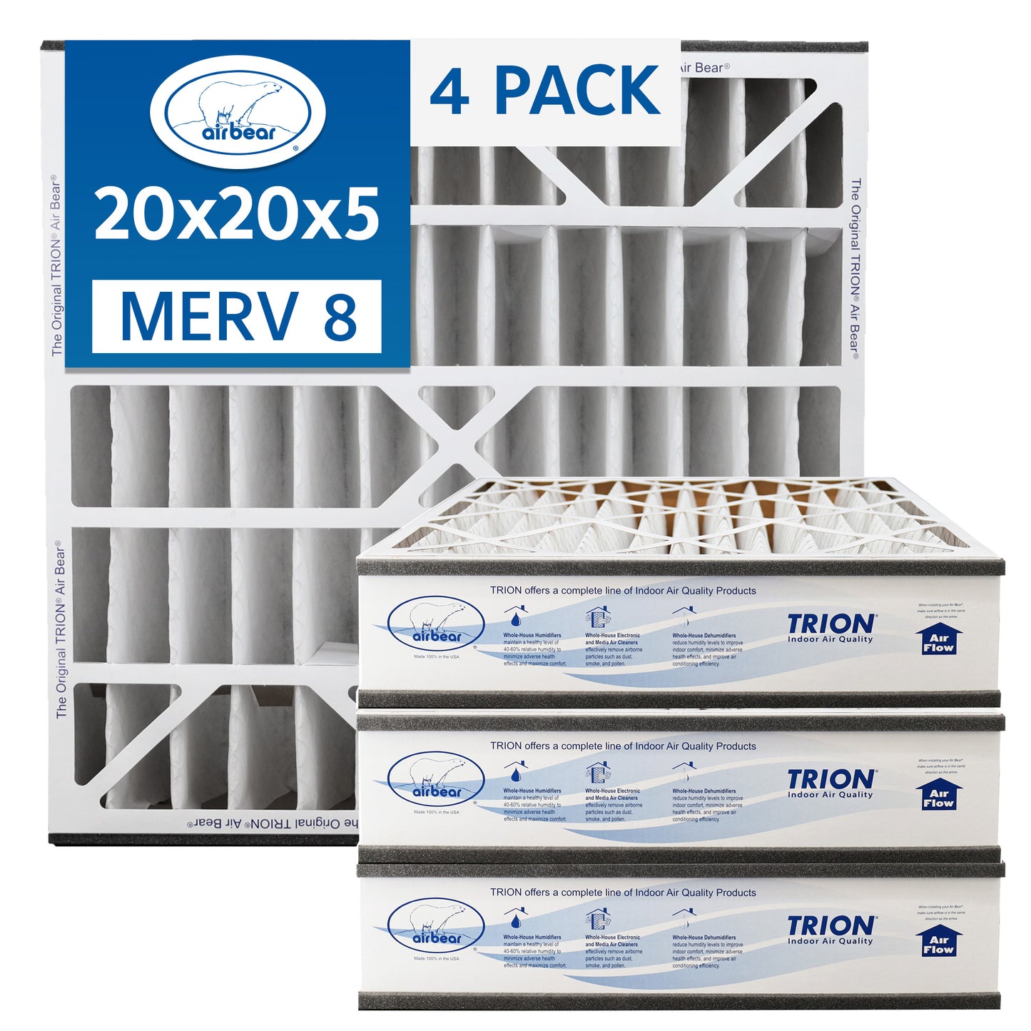 20x20x5 Air Bear Filter MERV 8 4 pack