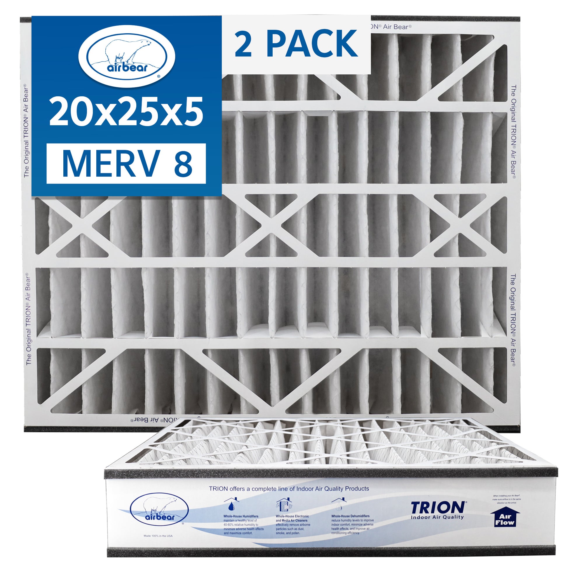 20x25x5 Air Filter TRION Air Bear 2 pack
