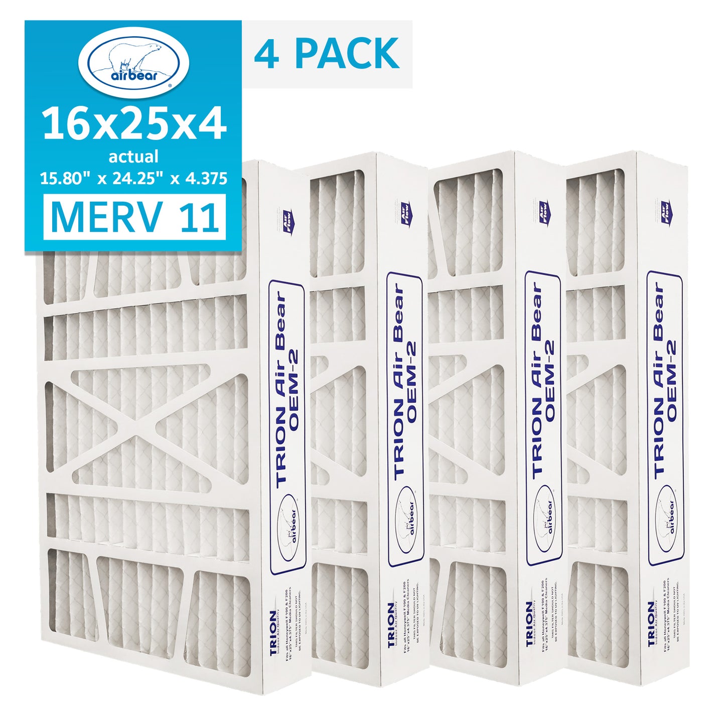 TRION Air Bear OEM-2 16x25x4 Pleated Air Filters