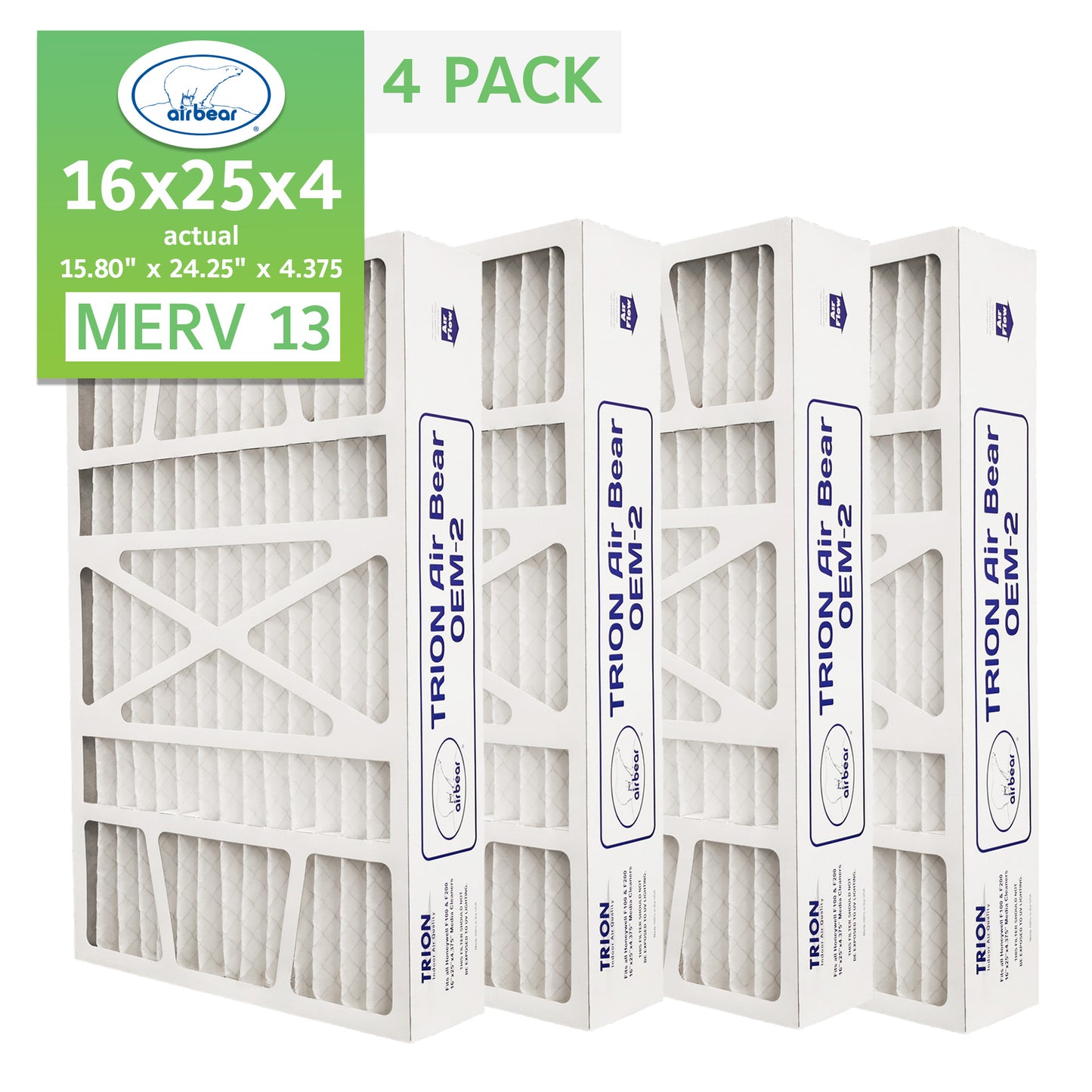 TRION Air Bear OEM-2 16x25x4 Pleated Air Filters