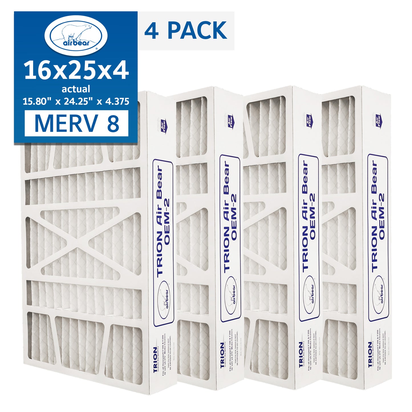 TRION Air Bear OEM-2 16x25x4 Pleated Air Filters