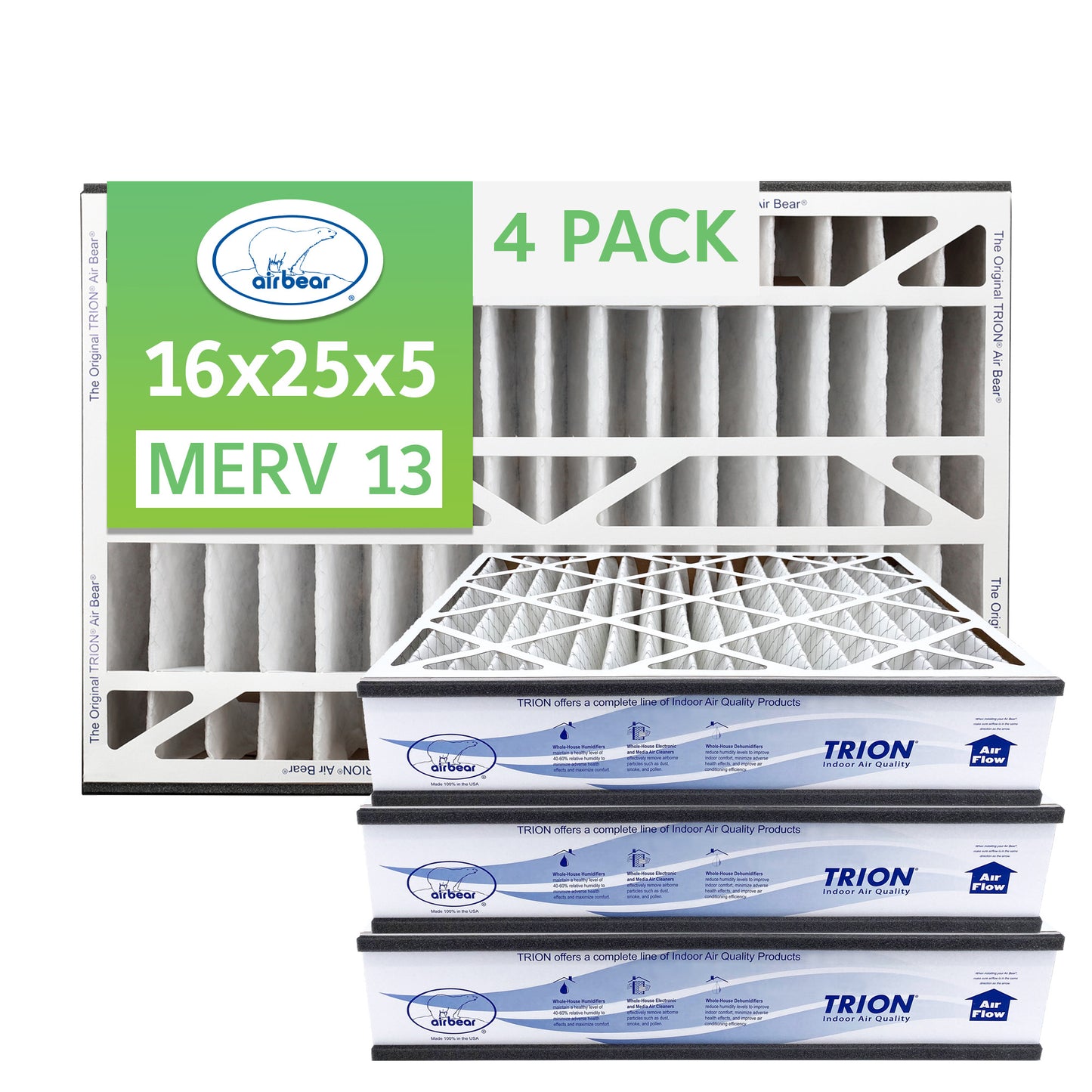 Air Bear 16x25x5 Pleated Air Filters