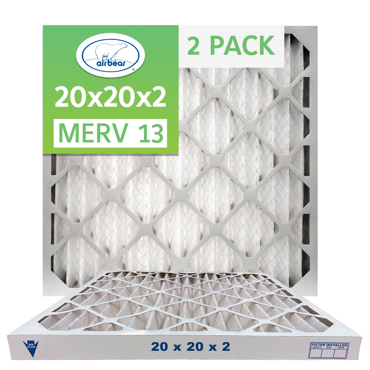 Air Bear 20x20x2 Pleated Air Filter 2-Pack