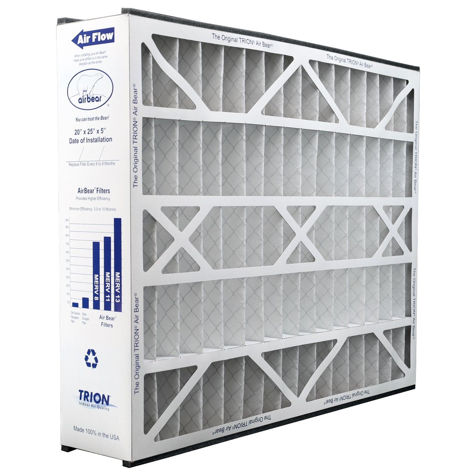 Air Bear 20x25x5 Pleated Air Filter air-bear-20x25x5-pleated-air-filter